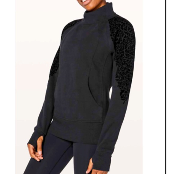 lululemon athletica Tops - Lululemon Floral Flock pullover in Velvet Black size 8